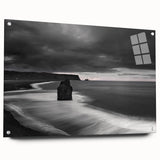 Acrylic glass wall art featuring a stunning landscape design of cliffs, showcasing vibrant colors and intricate details, displayed in a stylish side view with pins. Perfect for modern home decor, this piece enhances any living space with its natural beauty.