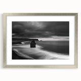 Framed wall art featuring a stunning landscape of cliffs in a silver frame with a mat, showcasing vibrant colors and intricate details, perfect for home decor.