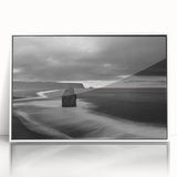 Framed wall art showcasing a stunning cliff landscape design in vibrant colors, set in an elegant white frame, perfect for enhancing modern home decor.