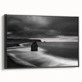 Framed canvas wall art showcasing a serene cliff landscape with vibrant colors and intricate details, designed to enhance modern home decor. The art piece is presented with a sleek black frame, adding elegance to any room setting.