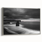 Framed canvas wall art showcasing a stunning landscape with cliffs in vibrant colors, featuring a sleek silver frame that enhances the overall aesthetic. Perfect for modern home decor.