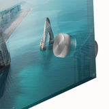 Close-up of a stunning acrylic wall art piece showcasing vibrant landscapes and dramatic cliffs, perfect for modern home decor or office settings, highlighting intricate details and colors. Ideal for art enthusiasts seeking unique decor options.