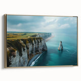 Framed wall art piece showcasing a stunning cliff landscape design with rich colors and textures, featuring a gold frame that enhances its elegance. Perfect for home decor.