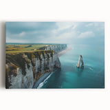 Stretched canvas wall art showcasing a vibrant landscape of dramatic cliffs and seascape, perfect for enhancing modern home decor and creating a serene atmosphere.