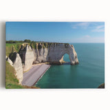 Stretched canvas wall art showcasing a dramatic cliff landscape, featuring vibrant colors and intricate details, perfect for modern home decor.