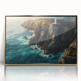Framed wall art featuring a stunning landscape of cliffs in rich colors, encased in gold, perfect for adding elegance to any space. Ideal for nature enthusiasts and home decor lovers.