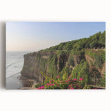 Stretched canvas wall art showcasing a stunning landscape of dramatic cliffs against a vibrant sunset, perfect for enhancing modern interior decor.
