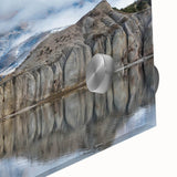 Close-up of a colorful acrylic glass wall art piece showcasing a stunning landscape with cliffs, featuring vibrant colors and intricate details, perfect for modern home decor.