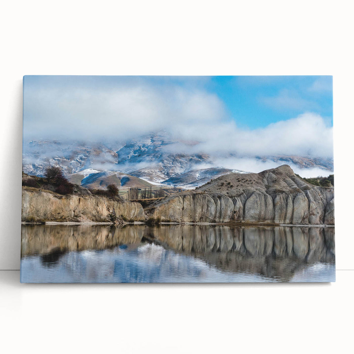 Stretched canvas wall art showcasing a stunning cliff landscape design, featuring vibrant colors and intricate details, perfect for home or office decor.