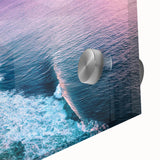 Close-up of a stunning acrylic glass wall art piece showcasing vibrant landscapes and dramatic cliffs, perfect for enhancing modern home decor with natural beauty.