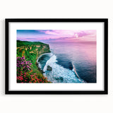 Framed wall art featuring a stunning cliff landscape design with a black mat, perfect for modern home decor, enhancing any living space with natural beauty.