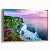 Framed canvas wall art showcasing a stunning landscape of cliffs with golden accents, perfect for adding elegance to any room decor. Ideal for nature enthusiasts and modern interiors.