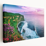 Stretched canvas artwork showcasing a breathtaking cliff landscape design, featuring rich colors and intricate details, perfect for enhancing home decor aesthetics.