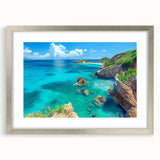 Framed wall art showcasing a dramatic landscape of cliffs, featuring a sleek silver mat and a contemporary design, perfect for modern home décor.