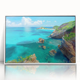 Framed acrylic wall art featuring a stunning cliff landscape design, showcasing vibrant colors and intricate details, ideal for modern home decor.