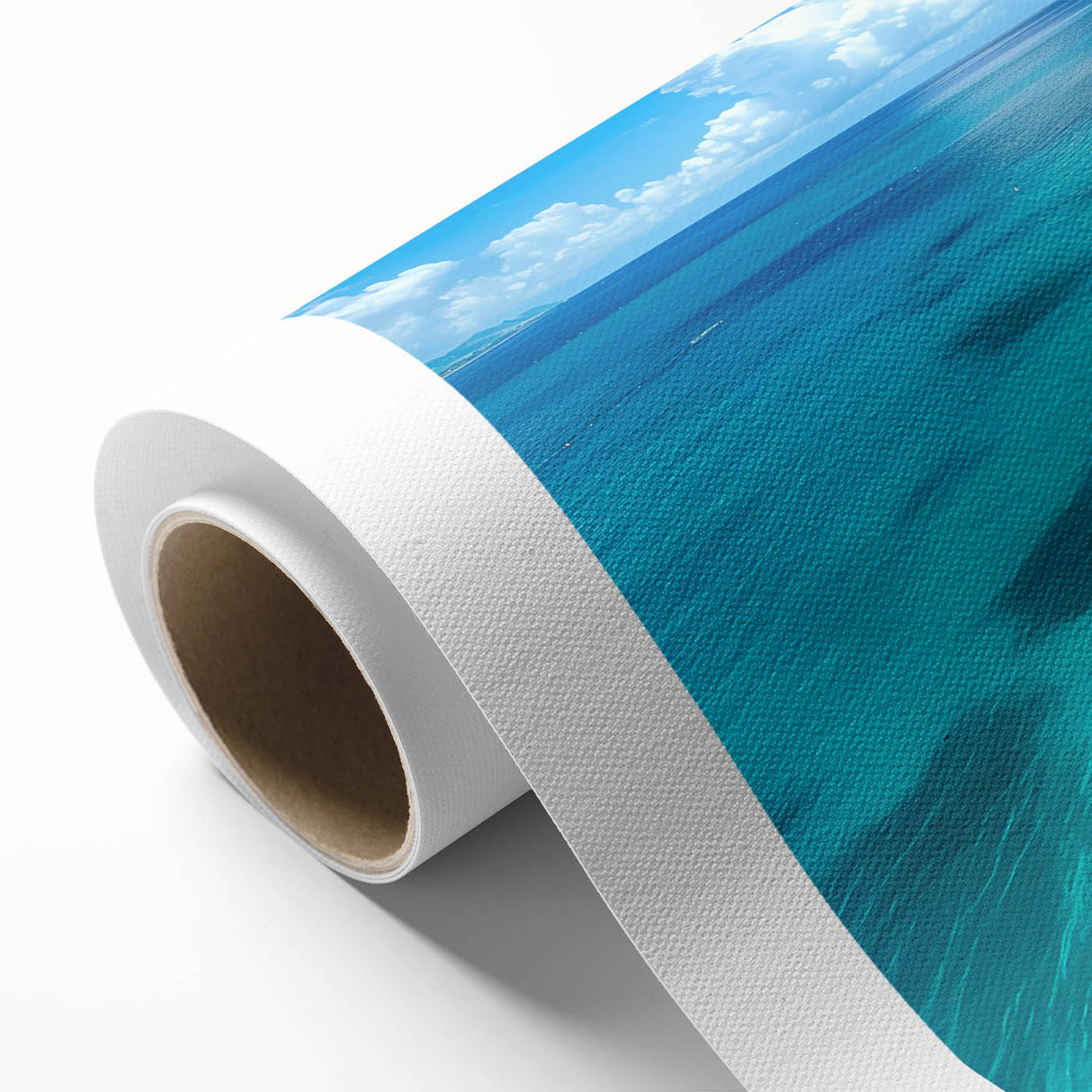 Stunning rolled canvas featuring a vibrant landscape design with cliffs and serene natural elements, perfect for enhancing home decor. Packaged securely in a durable cardboard tube for safe delivery.