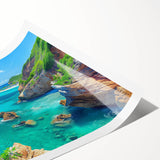 Vibrant rolled print of a stunning cliff landscape wall art collection, showcasing rich colors and dramatic textures, ideal for enhancing modern home decor.