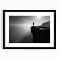 Framed wall art featuring a stunning cliff landscape design, showcasing vibrant colors and intricate details, presented in a sleek black frame with a mat for an elegant finish. Perfect for enhancing home decor or office spaces.