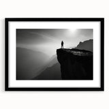 Framed wall art featuring a stunning cliff landscape design, showcasing vibrant colors and intricate details, presented in a sleek black frame with a mat for an elegant finish. Perfect for enhancing home decor or office spaces.