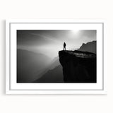 Framed wall art featuring a stunning landscape of cliffs, highlighted with a white mat and a sleek frame, perfect for modern home decor.