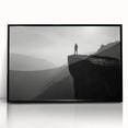 Framed wall art collection featuring a stunning landscape of cliffs, designed with vibrant colors and a sleek black frame, perfect for modern home decor.