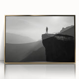 Framed acrylic wall art showcasing a stunning landscape of cliffs with golden accents, ideal for home decor, emphasizing natural beauty and elegance.