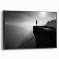 Framed canvas wall art showcasing a dramatic cliff landscape design with vibrant colors, ideal for modern home decor. Black frame enhances visual appeal.