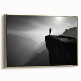 Framed canvas wall art showcasing a stunning cliff landscape design with gold accents, ideal for modern home decor, adding elegance and natural beauty.