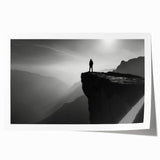 Stunning rolled print showcasing a vibrant landscape of cliffs at sunset, featuring rich colors of orange, purple, and blue, ideal for modern home decor.