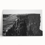 Stretched canvas wall art showcasing a vibrant landscape of cliffs at sunset, with rich colors of orange, purple, and blue, ideal for home decor enhancement.