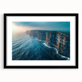 Black framed wall art showcasing a stunning landscape of cliffs, featuring vibrant colors and intricate details, ideal for enhancing home decor and interior aesthetics.