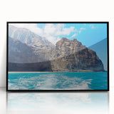 Framed acrylic wall art showcasing a stunning landscape of cliffs, featuring rich colors and intricate details, designed to enhance modern home decor.