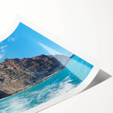 Vibrant rolled print of a landscape featuring dramatic cliffs and a serene sky, perfect for modern home decor. Designed for easy framing, enhancing any space.