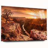 Acrylic glass wall art featuring a stunning landscape of cliffs, showcasing vibrant colors and intricate details, designed to enhance modern interior decor.