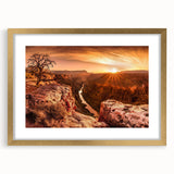 Elegant gold-framed landscape wall art featuring majestic cliffs, designed to enhance home decor with natural beauty. Perfect for modern and classic interiors.