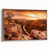 Framed canvas wall art showcasing a stunning landscape of cliffs with a silver frame, ideal for modern decor. Perfect for adding elegance to any room.