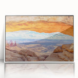 Framed wall art featuring a stunning landscape design of cliffs, showcasing vibrant colors and intricate details, perfect for enhancing modern home decor.