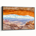 Framed canvas wall art showcasing a stunning cliff landscape design, featuring vibrant colors and intricate details, presented in a sleek black frame, ideal for modern decor.