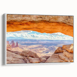 Framed wall art showcasing a stunning landscape with cliffs, featuring vibrant colors and intricate details, perfect for home decor and enhancing interior spaces.