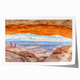 Vibrant rolled print showcasing a stunning landscape of dramatic cliffs against a clear blue sky, perfect for home or office decor, highlighting natural beauty and serenity.