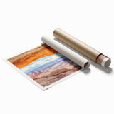 Rolling landscape wall art print showcasing majestic cliffs and vibrant colors, perfect for home decor. The artwork emphasizes natural beauty and tranquility, adding an elegant touch to any room.