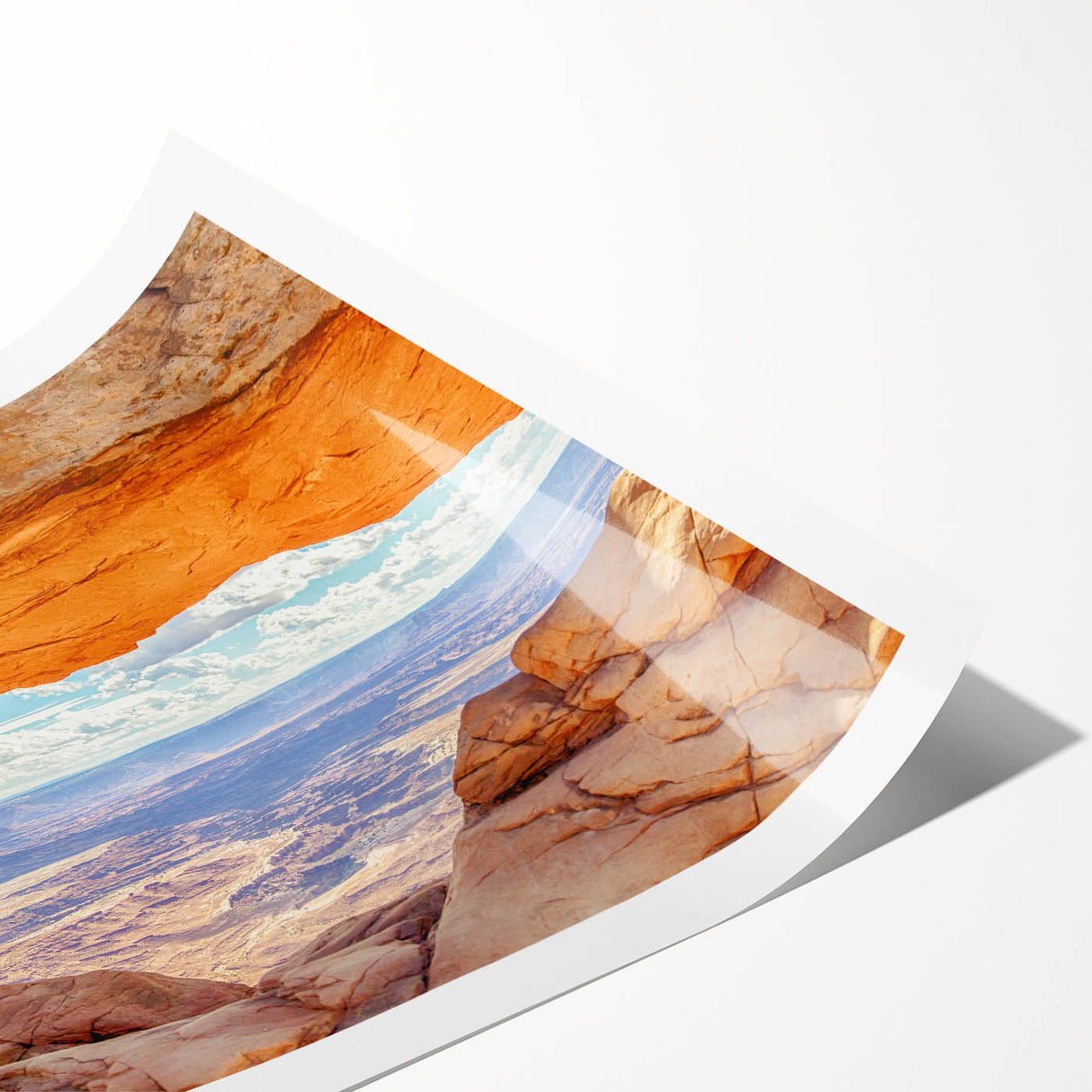 Stunning landscape wall art depicting dramatic cliffs and vibrant colors, rolled and ready for framing, perfect for enhancing home decor with natural beauty.