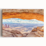 Stretched canvas wall art showcasing a stunning landscape of dramatic cliffs and vibrant colors, perfect for home decor or office enhancement, emphasizing natural beauty and artistic design.
