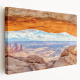 Stretched canvas wall art depicting dramatic cliffs and vibrant landscapes, showcasing rich colors and textures, perfect for enhancing modern home decor.
