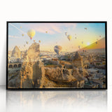 Framed wall art featuring a dramatic cliff landscape design in vibrant colors, showcasing intricate details and depth, perfect for modern home decor.