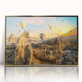 Framed acrylic wall art featuring a stunning landscape of cliffs, highlighted by rich gold accents, perfect for enhancing modern home decor.