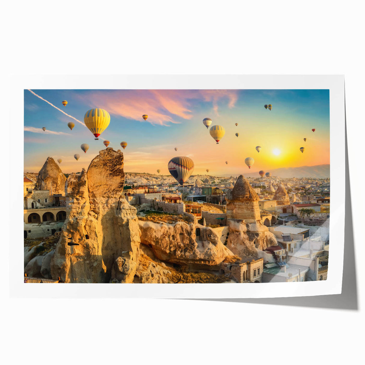 Vibrant rolled print of a stunning cliff landscape design, showcasing rich colors and intricate details, ideal for enhancing home decor in modern settings.