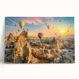 Stretched canvas wall art showcasing a vibrant landscape of cliffs under a bright blue sky, perfect for home decor and enhancing interior aesthetics.