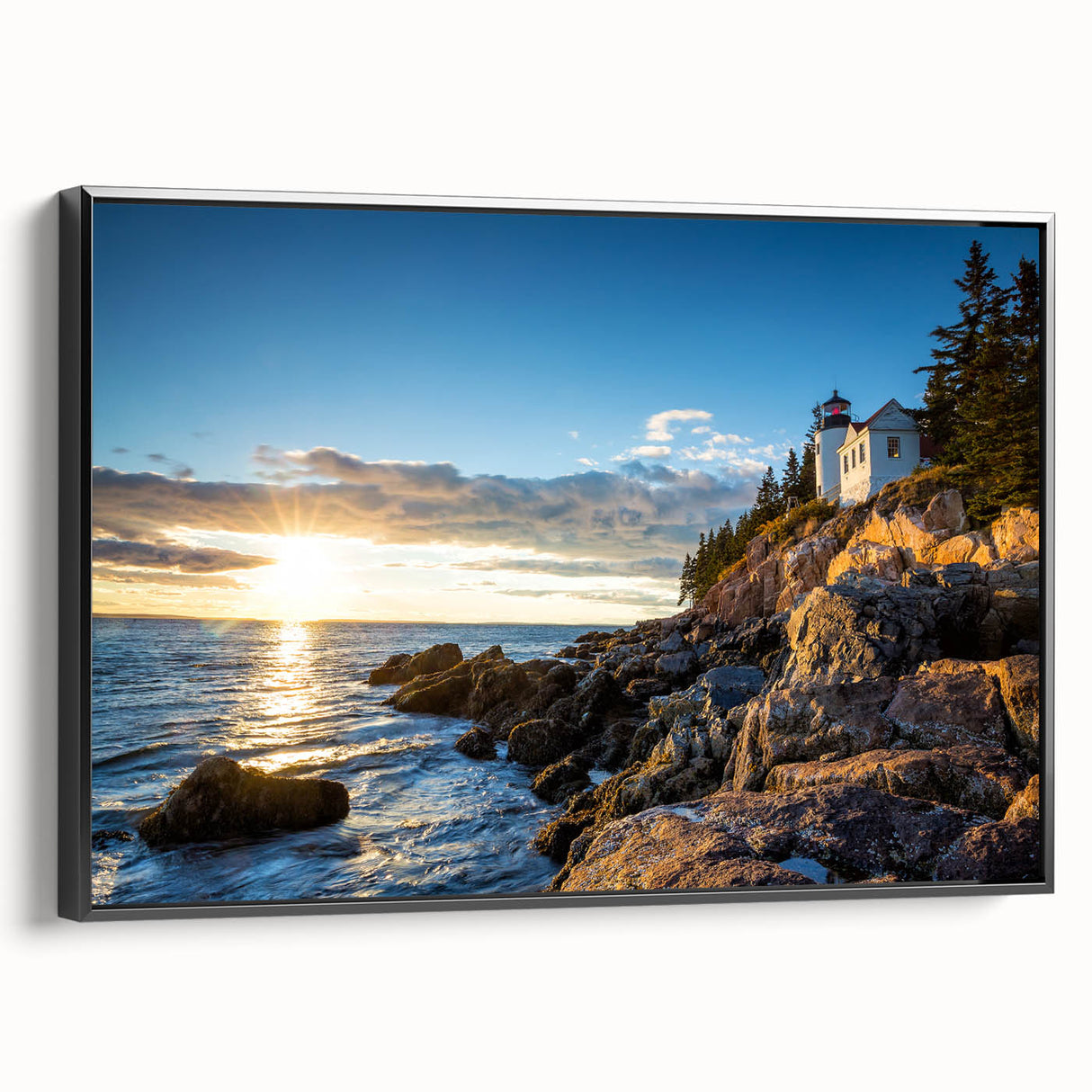 Framed canvas wall art showcasing a stunning cliff landscape design with rich colors and intricate details, presented in a sleek black frame, perfect for home decor.