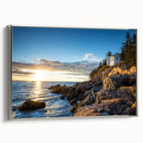 Framed canvas wall art showcasing a stunning landscape of cliffs with a silver frame, perfect for enhancing modern home decor. Ideal for nature lovers and art enthusiasts.